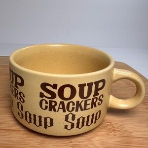 Vintage 70s Korean Stoneware Soup Mug 🍲 Retro Typography • Chunky Pottery